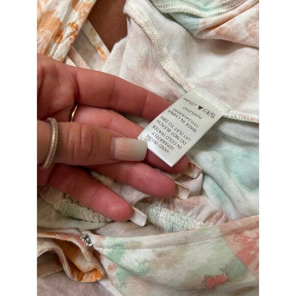 Anthropologie Fate Tie-Dye Kimono Sleeve Wrap Romper SZ M Pastel Multicolor - Picture 6 of 10